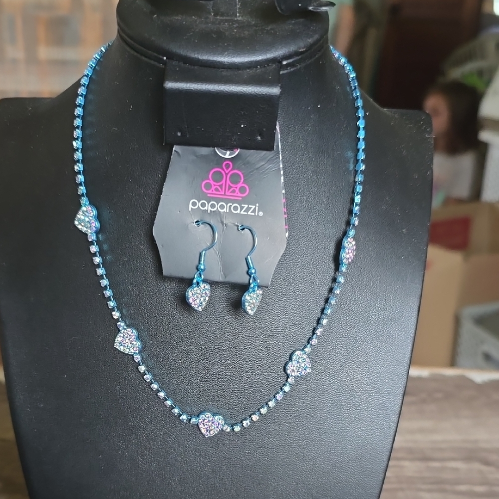 Paparazzi Dazzling Blue and Silver Necklace Set